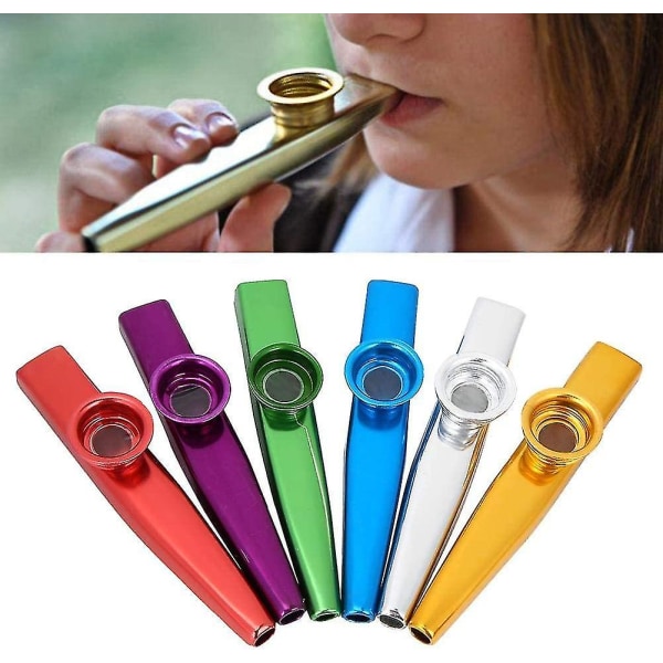 6 stk bærbar Kazoo, slitesterk aluminiumslegering Kazoo fløyte Munnorgan Musikkinstrument gaveleketøy