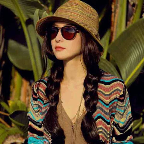 Halm Jazz Hat Boho Halm Strandhatte Boho Halmhat Sød Stribet Sommerkasket