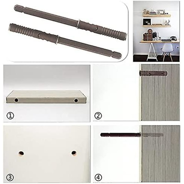 8 kpl Piilotetut Hyllytelineet, (10 x 100 mm) Leijuva Hyllyteline Ruuveilla Kiinnitettävä Säädettävä