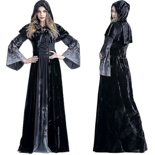 Keskiaikainen renessanssin hupullinen viitta naisten kammottava hieno puku L