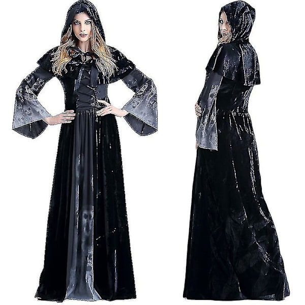 Medeltida Renässans Huvad Kappa Kvinnor Läskig Fancy Up Kostym 2XL