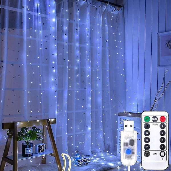 Fönstergardin Strängljus 300leds Blinkande Stjärna X Bröllop