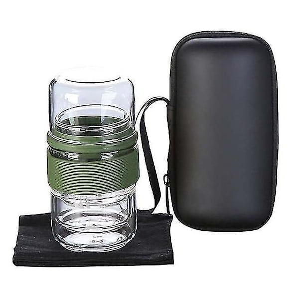 Rejsesæt til te med bæretaske, glas, bærbar filter