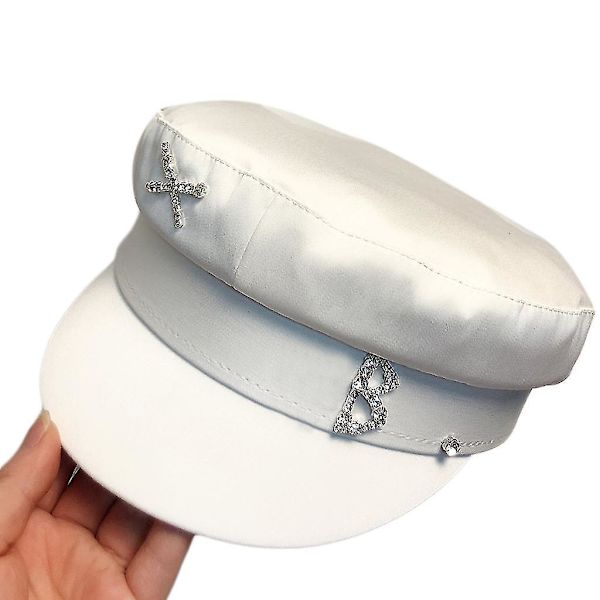 Sommarbrev för Rhinestone Newsboy Hat Casual Flat Top Utomhus Justerbar Keps