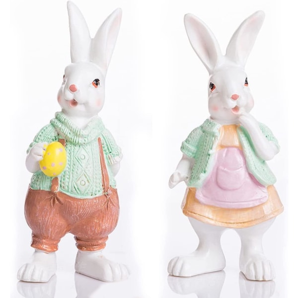 2 stykker kanin ornamenter figurer, kanin figur, harpiks påskehare bordpynt ornamenter