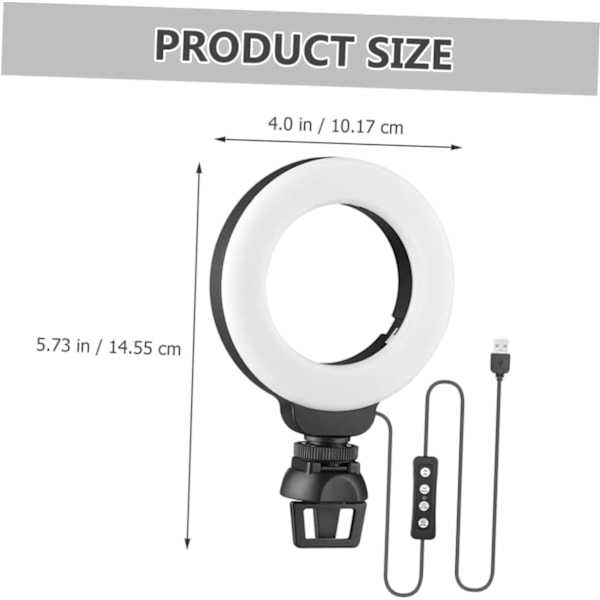 Selfie Ring Light til Webcam Dæmpbar Led Skønhedsbelysning Clip til Streaming 3 Tilstande