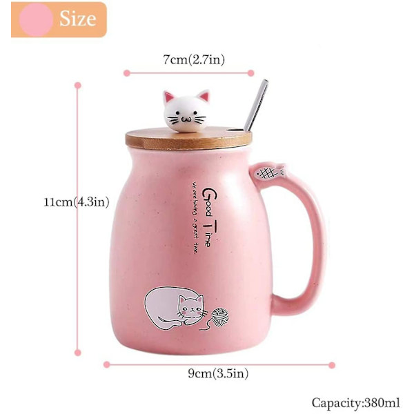 380ml/15oz Keramisk Katt Kopper Mugg Med Katt Kopper, Søt Keramisk Kaffe Kopper Med Nydelig Kitty Rustfritt Stål
