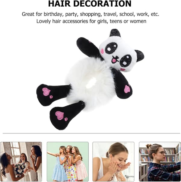 Panda Hårstrikk Kreativ Hestehaleholder Hårbånd Elastisk for Kvinner Jenter