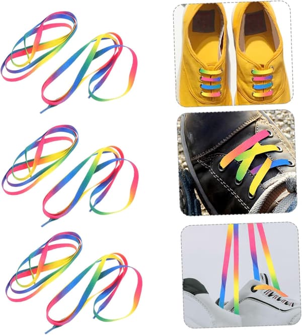 10 par regnbue snørebånd lange polyester snørebånd til sneakers sko regnbue gradient snørebånd