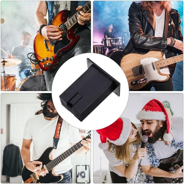 9v Batteri Gitarrfodral Tillbehör Batterilåda Förvaring Svart Plast Metall Elegant Modern Design Stabil
