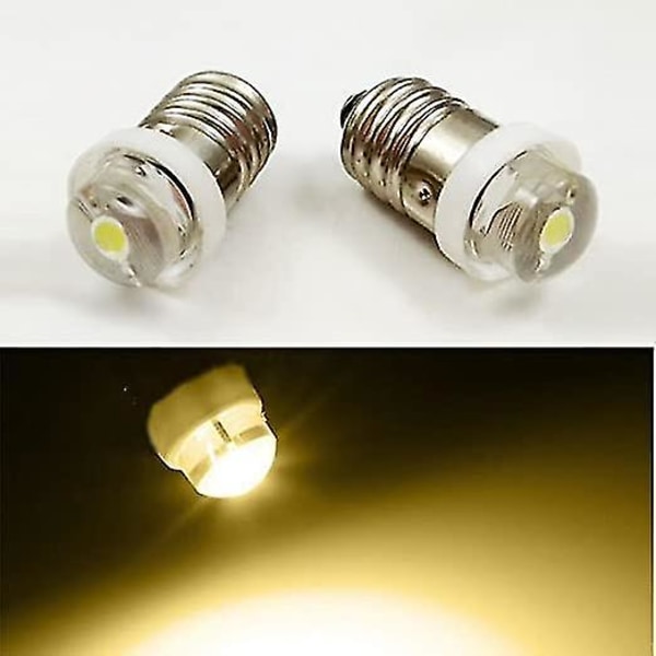E10 3v 6v Varmhvit LED-lyspære Lommelykt