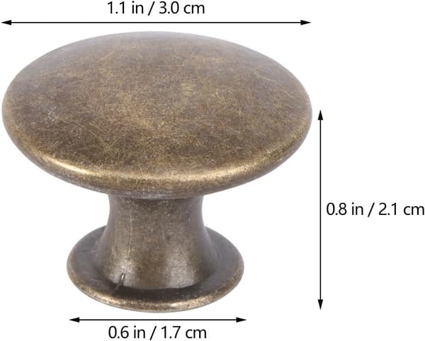 Skapknapper 8 stk. runde antikk bronse skuffehåndtak metall solid enkel installasjon