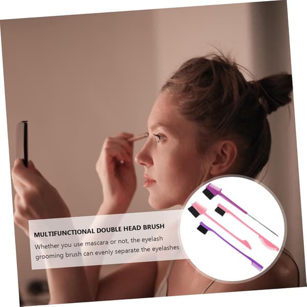 4 stk. dobbelt hoved øjenbryn øjenvippe kam børste makeup plejeværktøj
