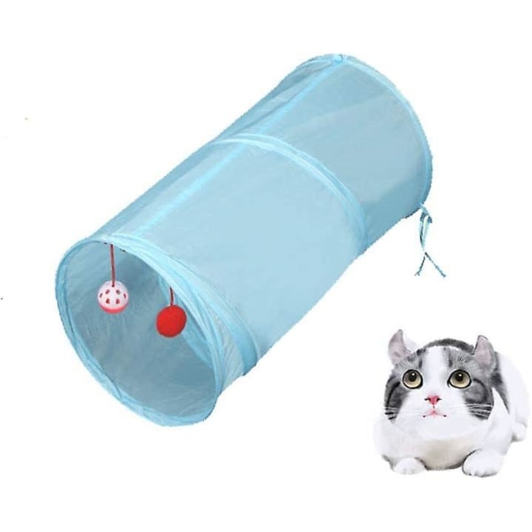 Interaktiv Vikbar Lättvikts 5-Tunnel Crinkle Tyg Labyrinth Med Bobble Och Klocka För Katt, Liten