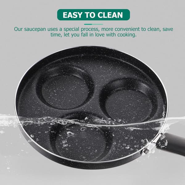 Non-Stick Egg Cooker Delt Egg Cooker 3 Rom Aluminiumlegering Langt Håndtak