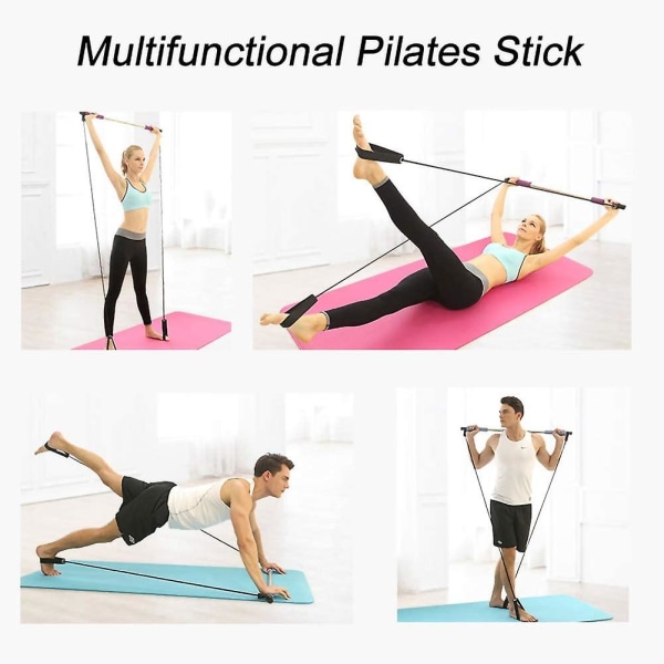 Hemmafitness Pilates Elastisk Motståndsstav Magövningar Kvinnor Yoga Rep Dragning Höft