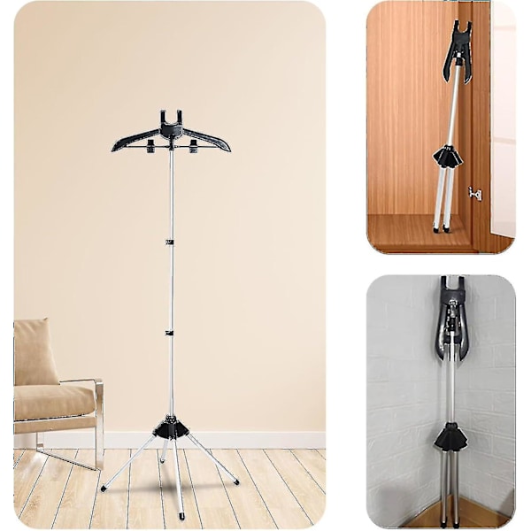 Tøjdamper Stativ, Opretstående, Damper Pletteholder, Tøj Til Damp Håndjern Rack Med Stativ, Foldbar Teleskopisk Tøjdamper Holder