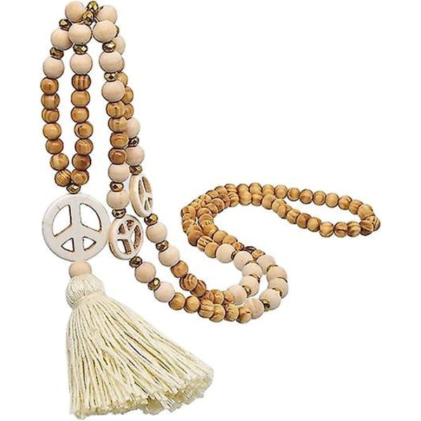 Bling Peace Sign och hänge halsband, och turkos pärlkedja fransar tröja halsband för kvinnor flickor smycken