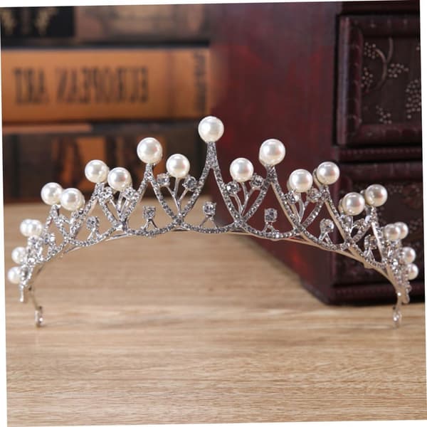 Brudekrone Perle Rhinestone Hovedbeklædning Elegant Bryllupshårpynt
