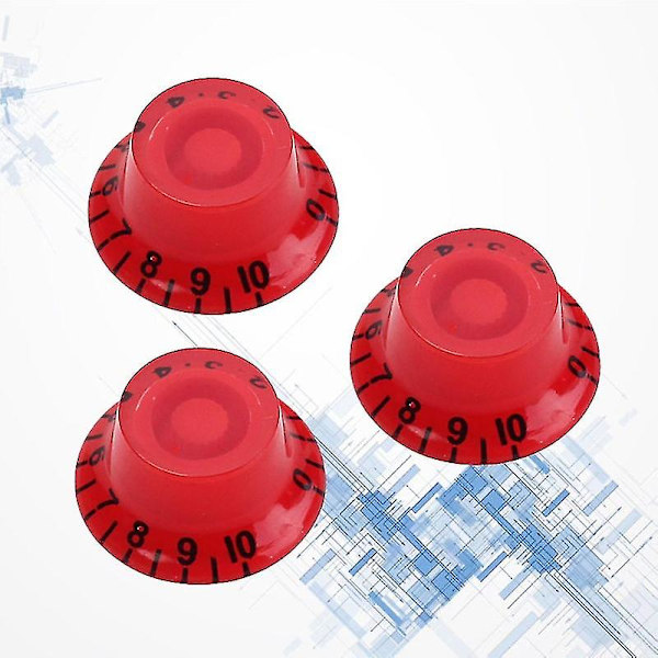 3-pack Runda Gitarrknappar Volym Tonkontrollknappar Rotationsknappar Epiphone-stil Elektrisk Gitarrdelar Ersättning Gd38 (röd)