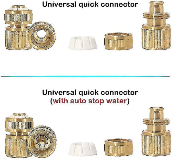 Kopplingsset i mässing: 1/2-3/4 tum adapter. 1/2 '' slangkoppling