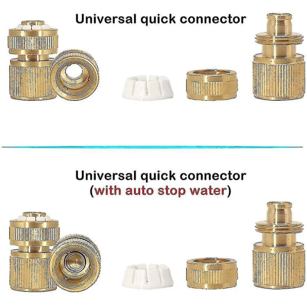 Messinghane-adapter sæt: 1/2-3/4 tommer adapter. 1/2 '' slangekobling