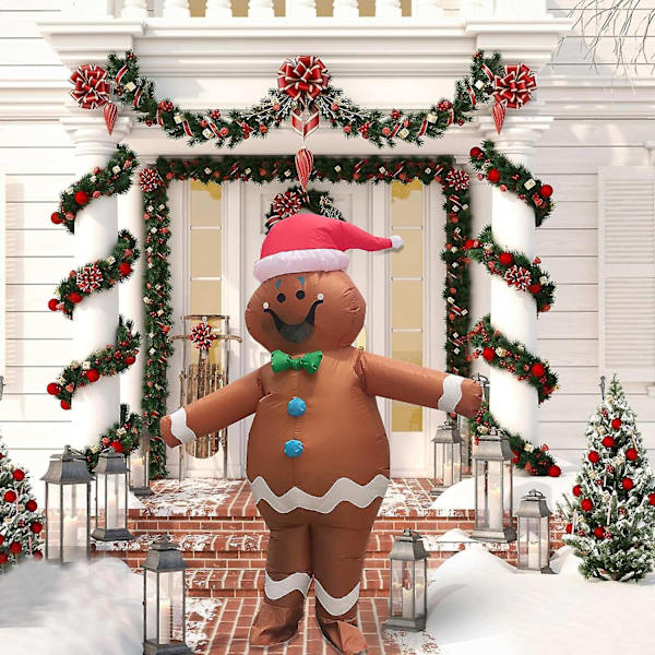 8 fot Uppblåsbar Pepparkaksgubbe för Utomhusdekoration till Jul