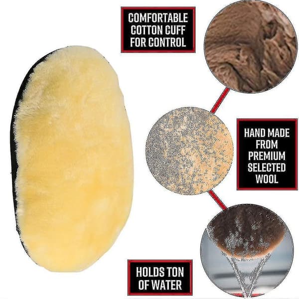 Naturlig Lammskinnsbiltvättvante Extra Stor Storlek Repfri Fårullstvättvante (2-pack)