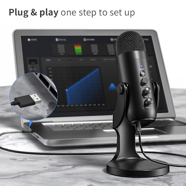 Mikrofoni, USB-kaapeli, käyttöohjeet