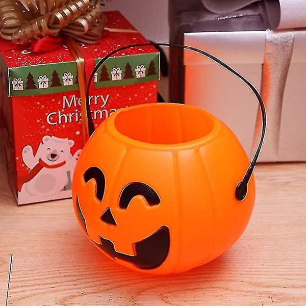 Halloween Plastgresskar Bærbar Gresskarbøtte Triks eller Behandling Bøtte Halloween Godteri Bøtte Jack O Lantern Bøtte Halloween Festforsyning Bd-yuhao