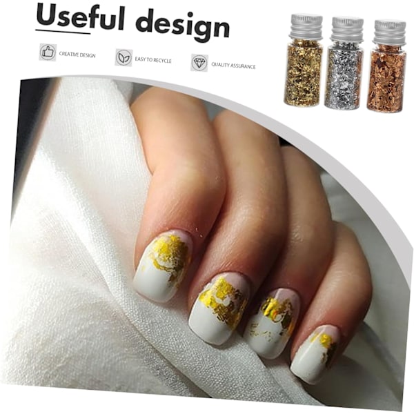 Guld Folie Dekorationer Kit Glitter för Naglar Guldflingor för Nagelkonst Set med Imitationsflingor