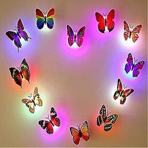 12 stk Creative Liten Lampe Blinkende Sommerfugl Nattlys