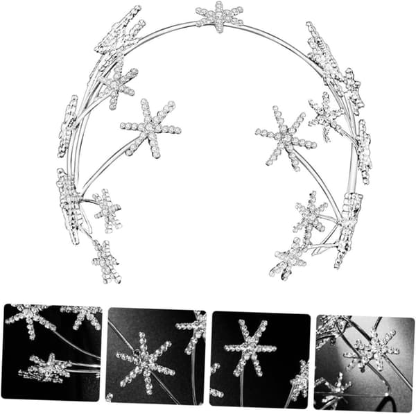 Stjernedekor Brudekrone Tiara Elegant Rhinestone Bryllupshodeplagg Hårpynt