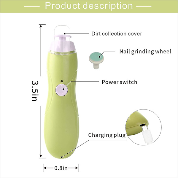 Baby Negleklipper med USB-oplader, Elektrisk Negleklipper Manicure Sæt til Nyfødte