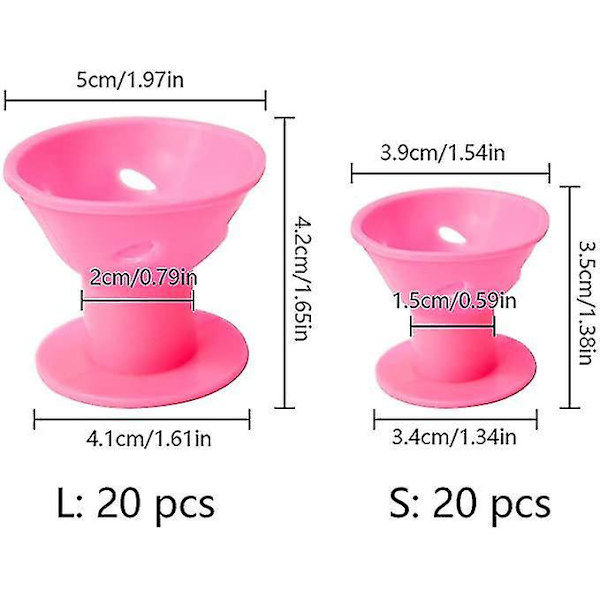 40 st Magic Silicone Hårcurlers Set Stora Små Mjuka