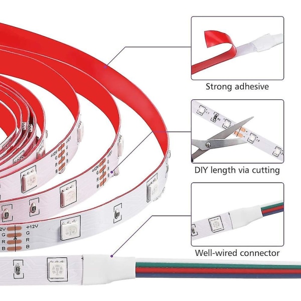 10m LED-lysstribe med Bluetooth-appkontrol RGB SMD5050