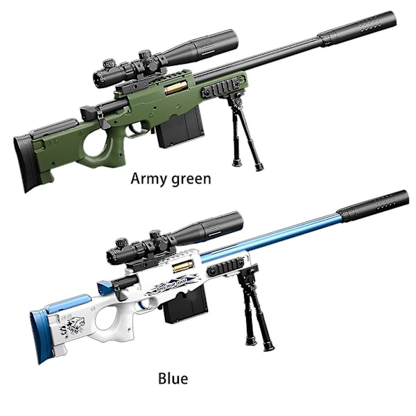Ny Ankommet Børnelegetøj Awm Sniper Legetøjspistol Med Bb Plastikkugler Pubg Awm Legetøjspistol Kugler Lasermål Og Stativ -xx Blue