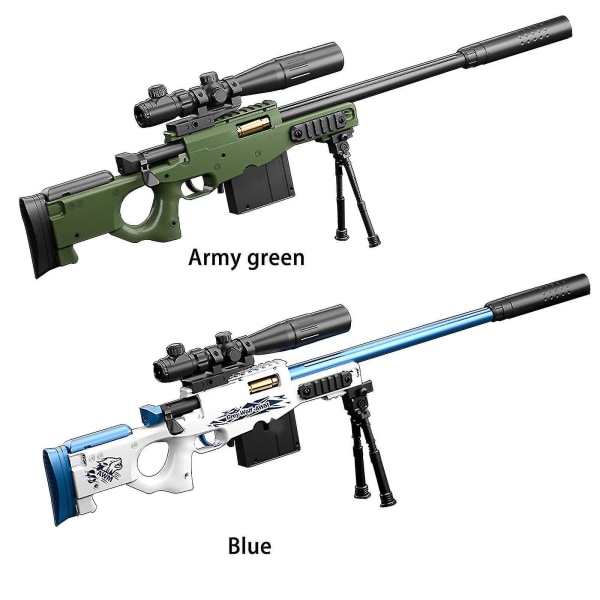 Nyt ankommet Kid Toy Awm Sniper Legetøj Gun Med Bb Plastic Kugler Pubg Awm Legetøj Gun Kugler Laser Mål Og Stand -xx Blue