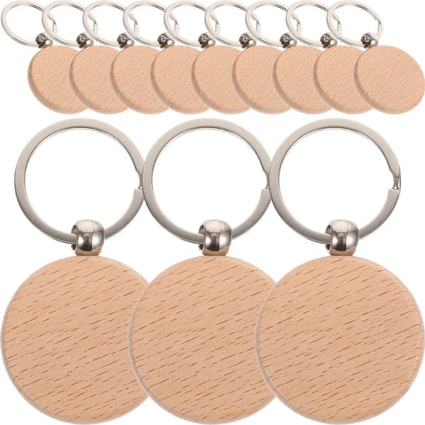 12 st DIY tränyckelringämnen oavslutade träslöjdsmaterial