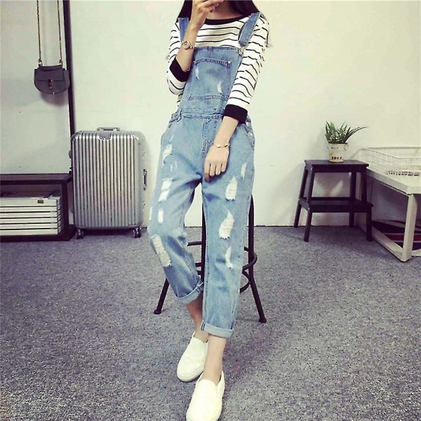 Vintage kvinner suspendel lange bukser romper jeans 74ca | Fyndiq
