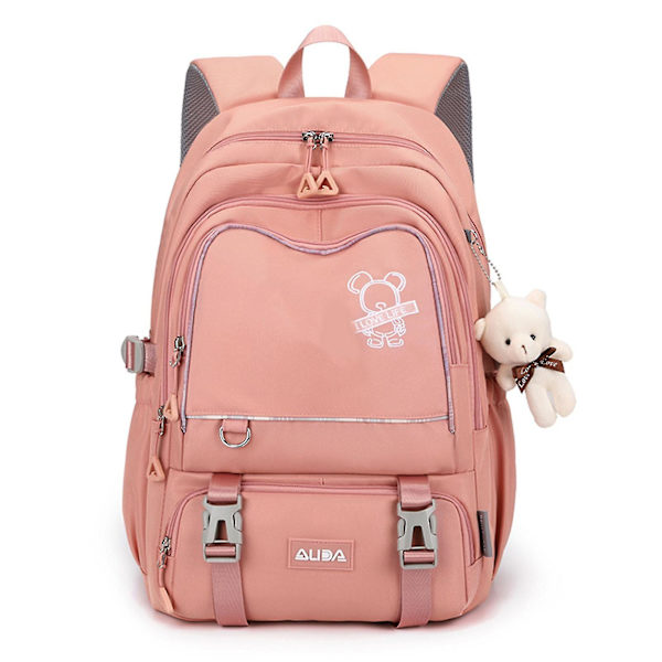 Multifickskola Ryggsäck Nylon Dagryggsäck Casual Ryggsäck För Tonåringar Ungdom Pink