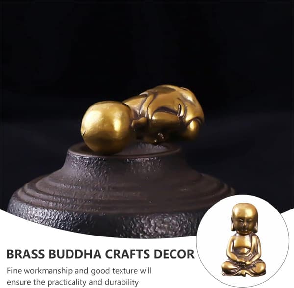 2 st retro mässing Buddha staty prydnad liten munk dekor för skrivbord antik stil heminredning