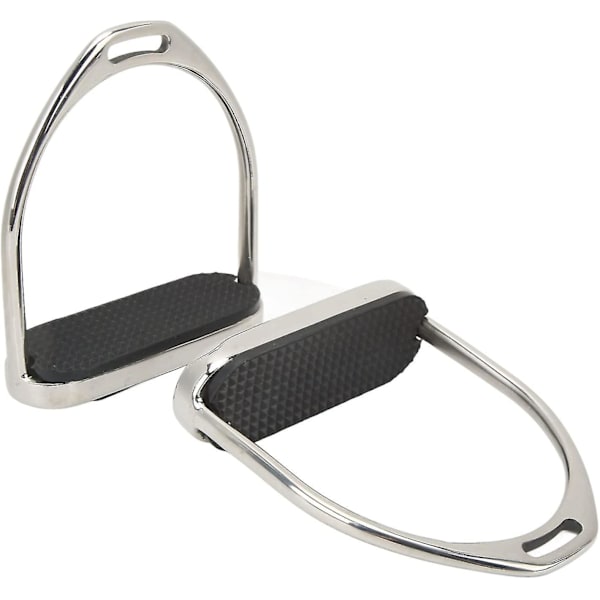 Saddle Stirrup Profesjonell Lettvekt Rustfritt Stål Engelsk Sadel Stigbøyle, Ride Stigbøyle, Rideutstyr Sadel Med Anti-Skli Pute (sølv) (2 stk)