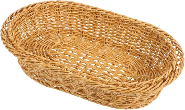 Oval plast frukt- och brödkorg 27cm×18cm×6.5cm Vävd snackserveringsbricka Dekorativ