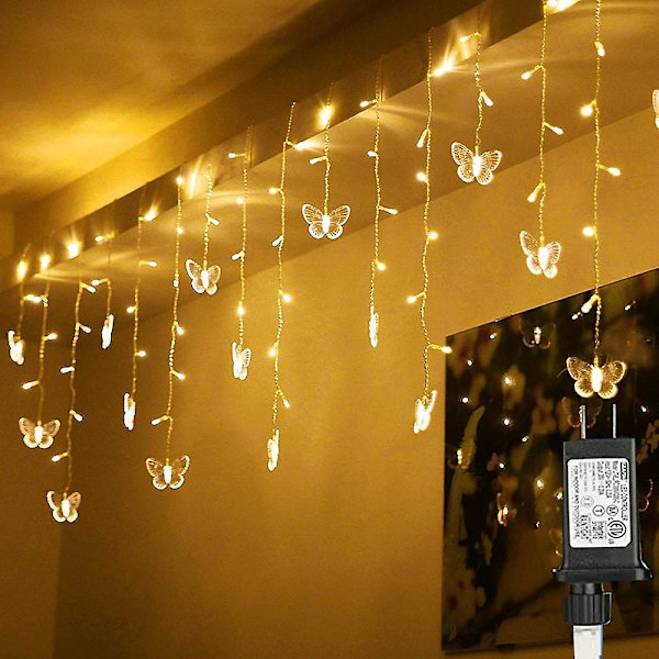 Jul LED Fjärilsgardinlampor 5m 216LED 36 Hängande