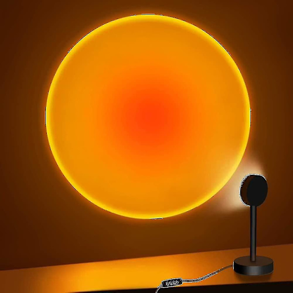 Solnedgångslampa Tiktok-lampa, 360 graders avslappnande stämningslampa med solnedgångsprojektion, dimbar LED-nattlampa solnedgångsprojektor för barns sovrum/kontor - yuha Sunset Red