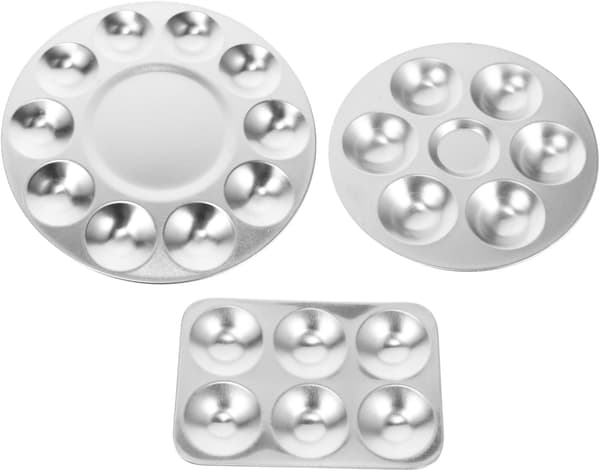 3 stk. aluminiumsmalingspalettbrett for blanding og oppbevaring av malingsfarger, lett, solid metallmateriale