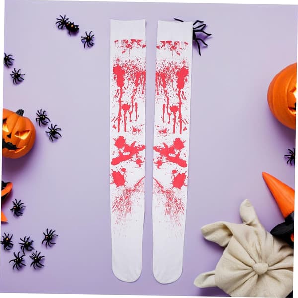Gjenbrukbart Halloween Blodig Forkle Hansker og Sokker Sett Myk Polyester Skummelt Blodflekket Kostymerekvisitter