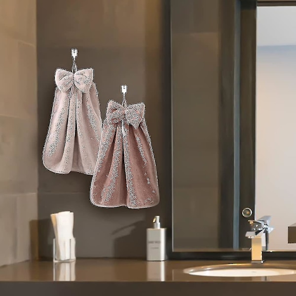 4 stk. Håndklær med sløyfe til å henge opp, Mikrofiber Korallfløyel Håndklær Hengeløkke Gave