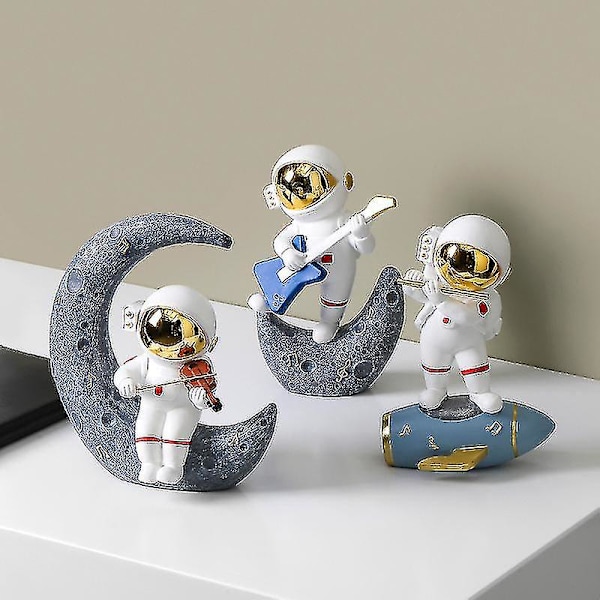 Band Astronaut Astronaut Prydnad Grossist Vardagsrum Skrivbords Hem Prydnad Liten Prydnad Present Violinspelare Guld-hyj